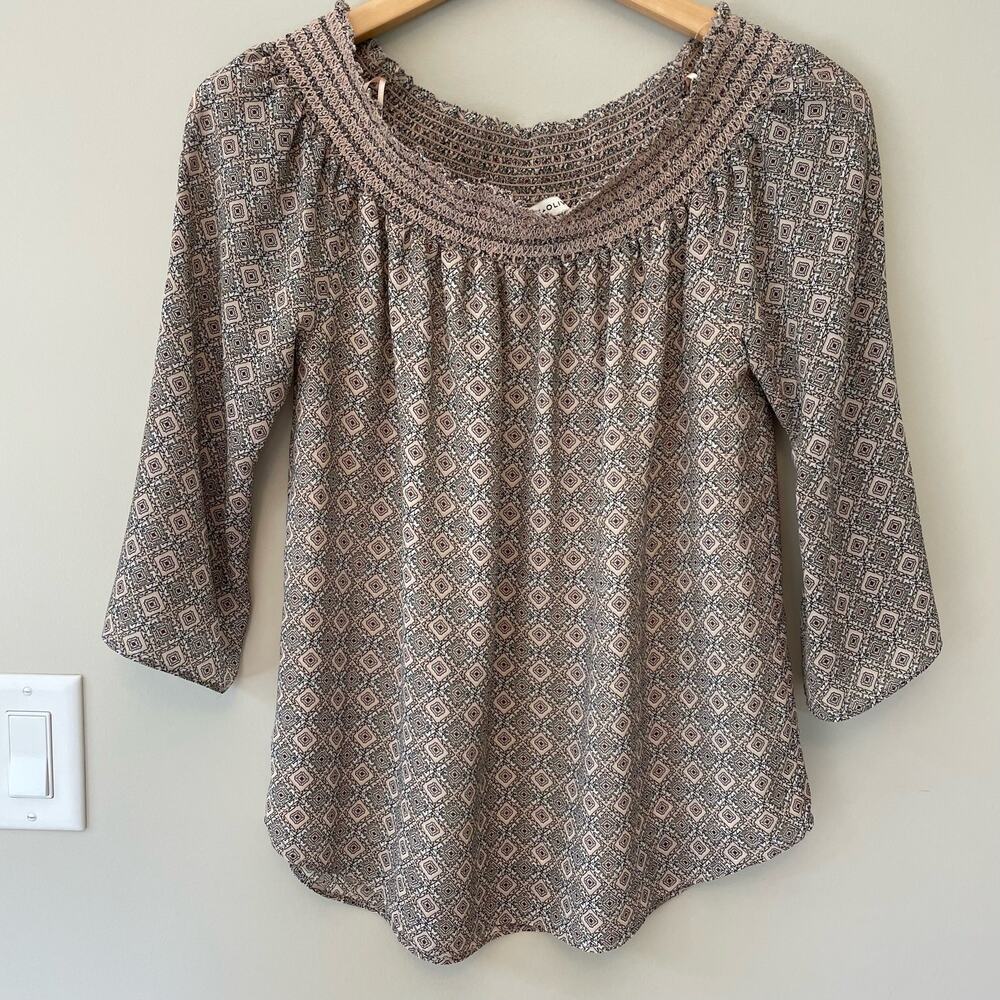 Rose + Olive Off Shoulder Blouse Size Small 3/4 Sleeves Boho